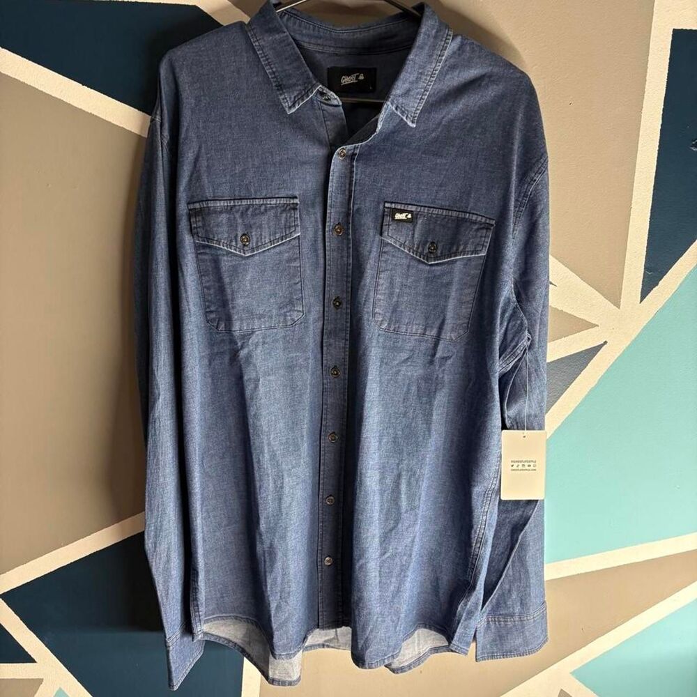 Ghost Men's Blue and Navy Shirt